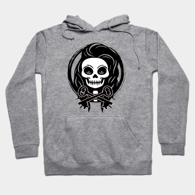 Locksmith Skull and Keys Black Logo Hoodie by Nuletto